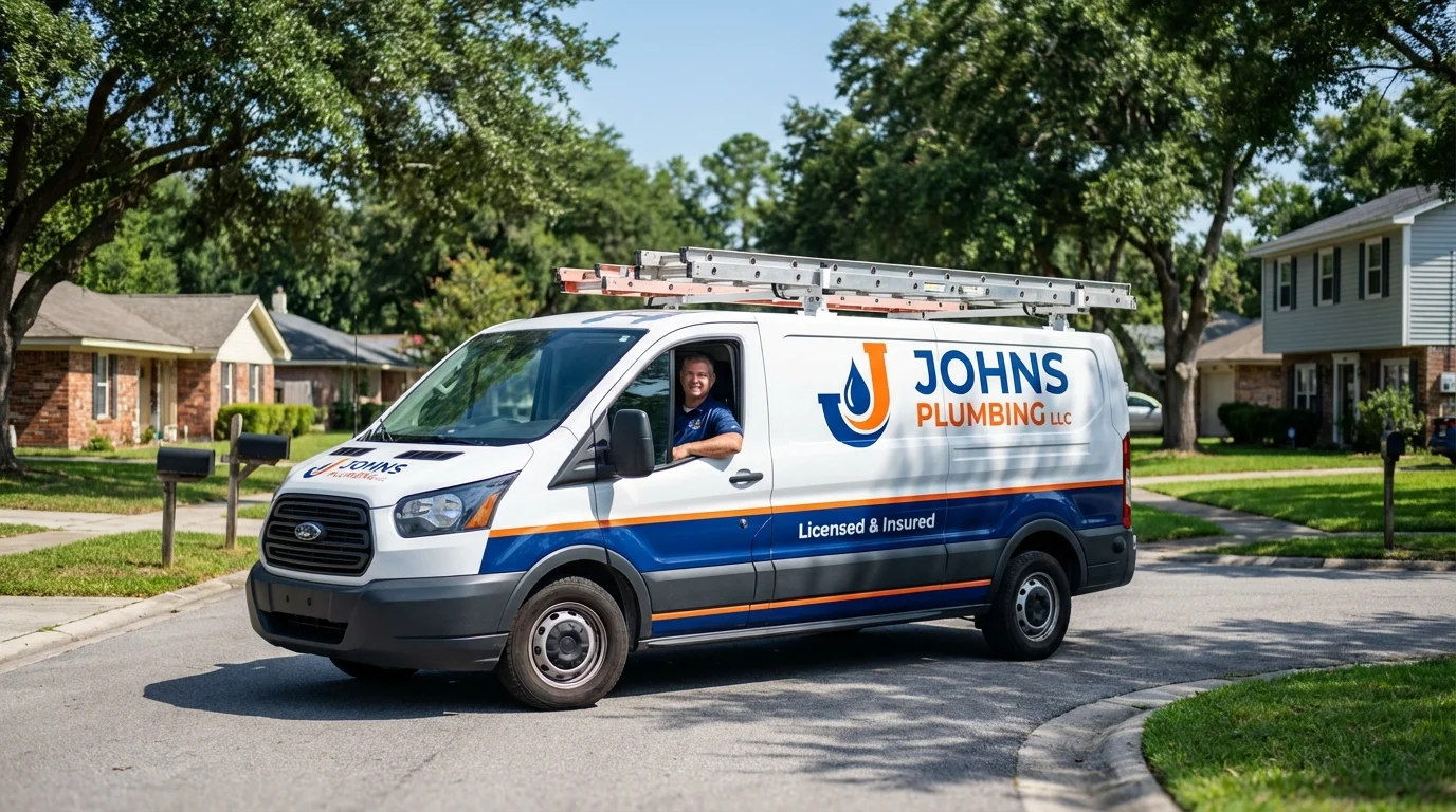Johns Plumbing LLC service van in Andalusia, AL