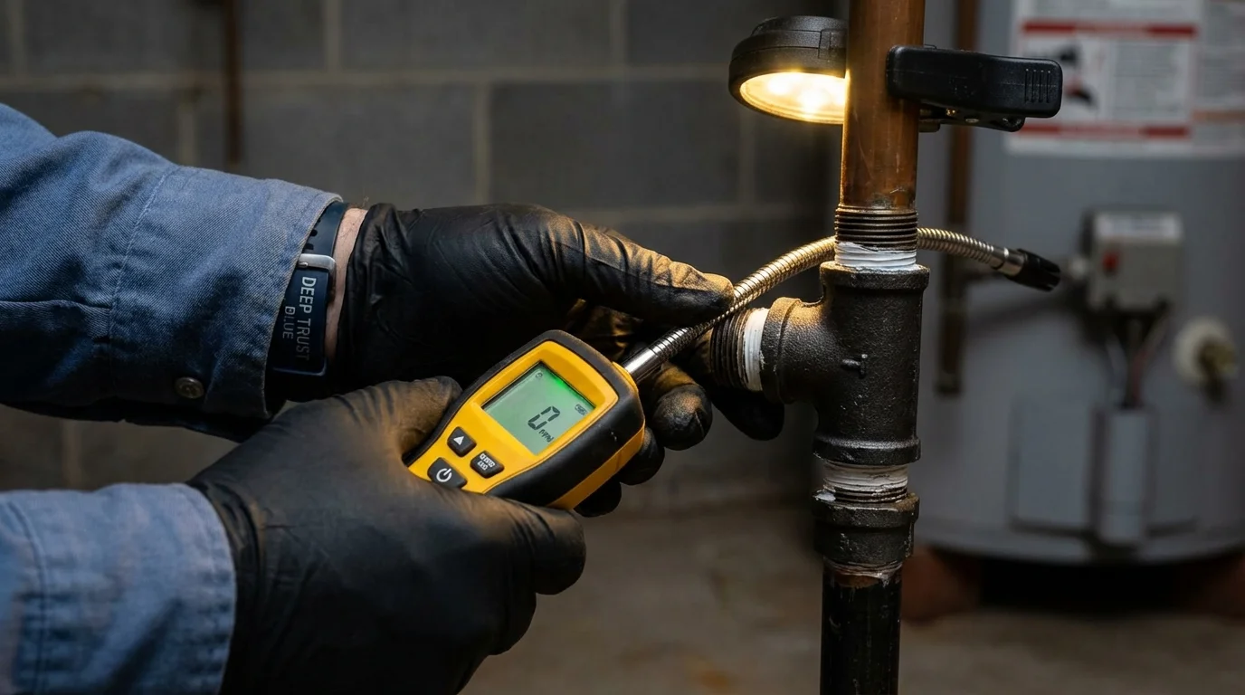 Gas leak detection with electronic sniffer by Johns Plumbing LLC in Andalusia
