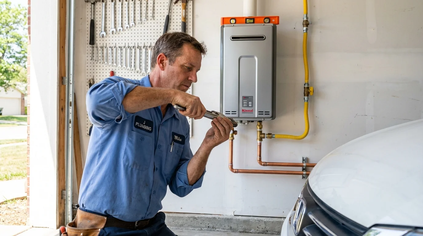 Tankless water heater installation by a Johns Plumbing LLC plumber in Andalusia
