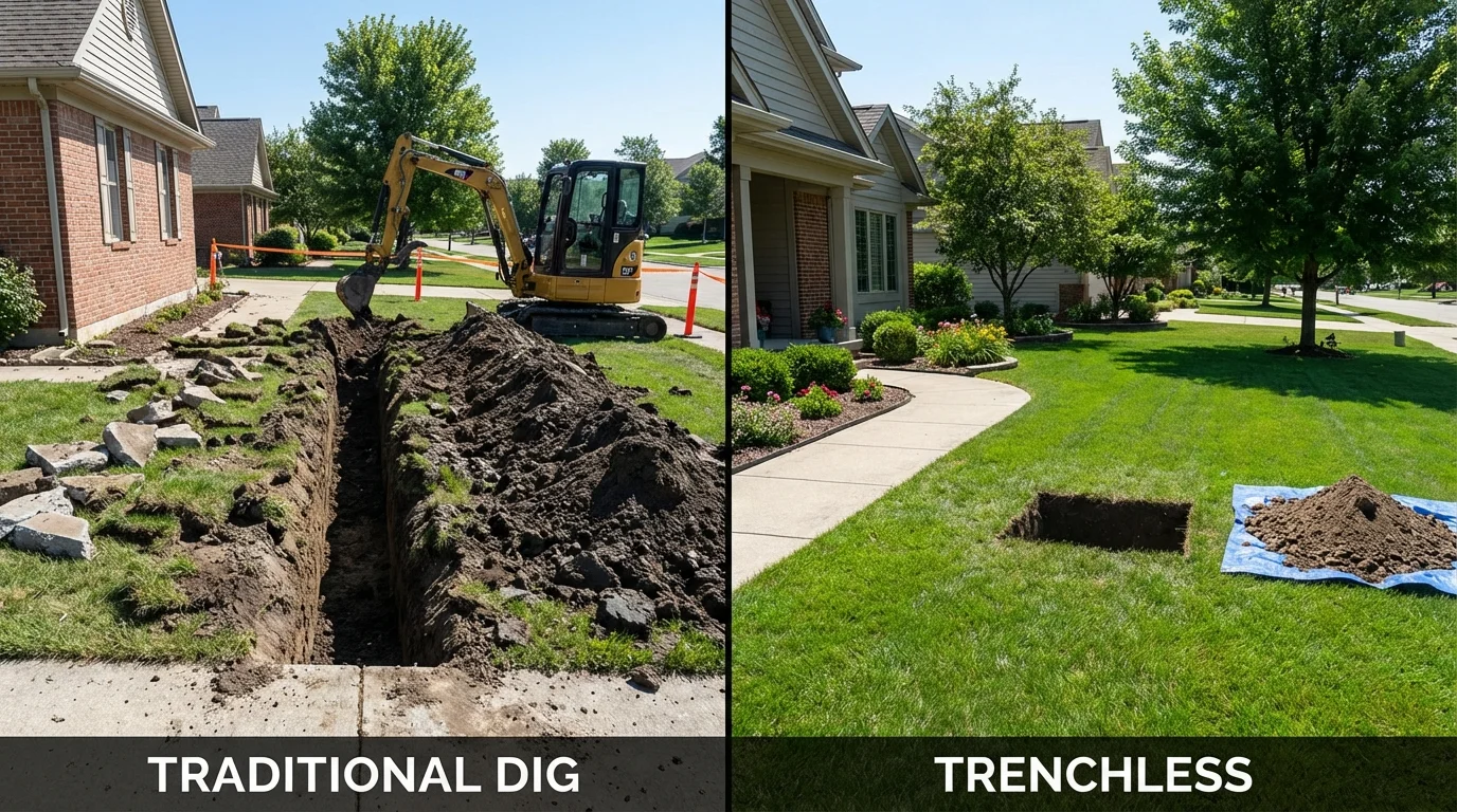 Trenchless sewer repair with minimal yard damage versus traditional excavation in Andalusia, AL